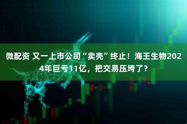 微配资 又一上市公司“卖壳”终止！海王生物2024年巨亏11亿，把交易压垮了？