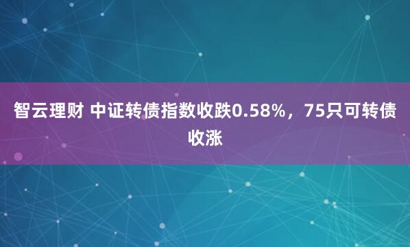 智云理财 中证转债指数收跌0.58%，75只可转债收涨